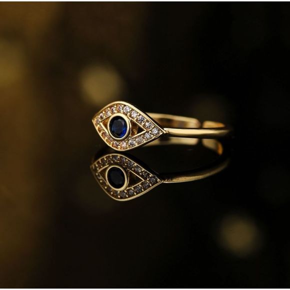 Cubic Zirconia Evil Eye Ring - Picture 1 of 5
